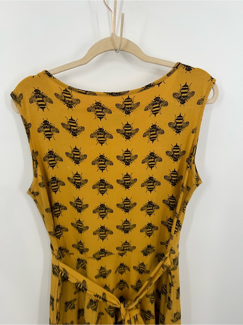Effie's Heart Mustard Wrap Midi Dress with Bee Print - Picture 4 of 14